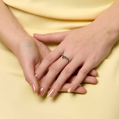 Luxusní zlatý prsten se safíry a lab-grown diamanty Richa