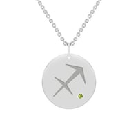 Stříbrný přívěsek se znamením a olivínem Střelec