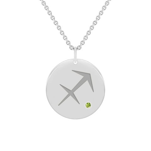 Stříbrný přívěsek se znamením a olivínem Střelec