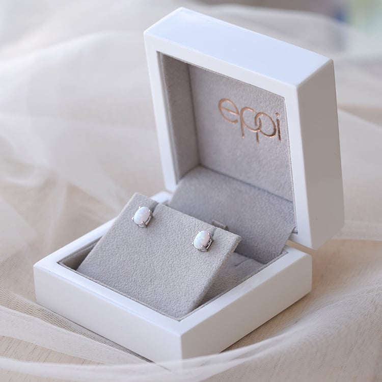 Zlaté náušnice s oválnými opály 67203