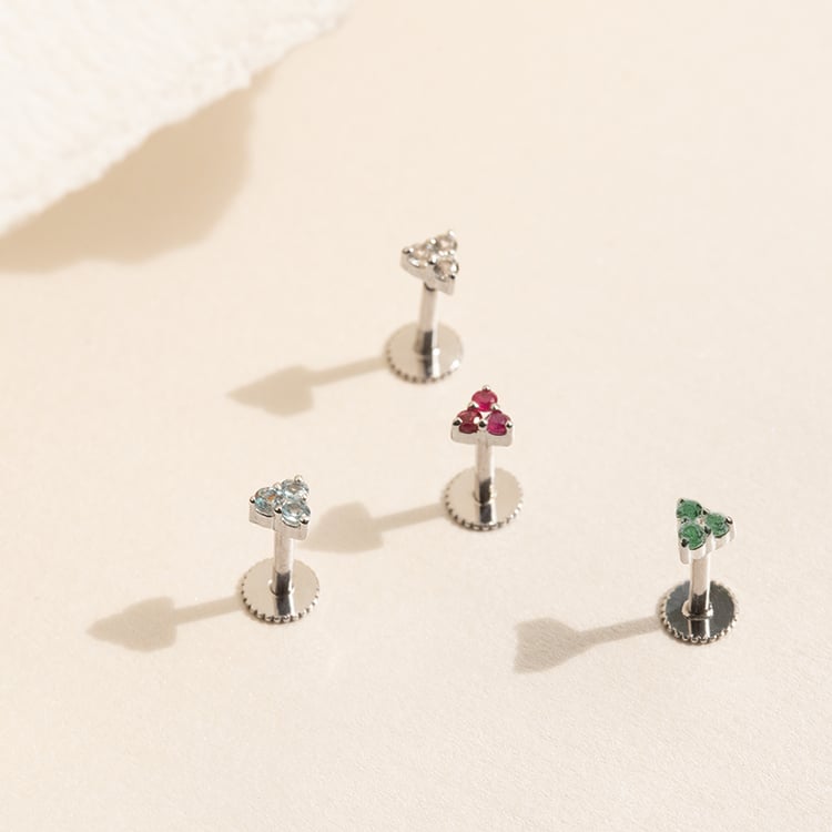 Zlatá piercing náušnice se smaragdy Masha 138306