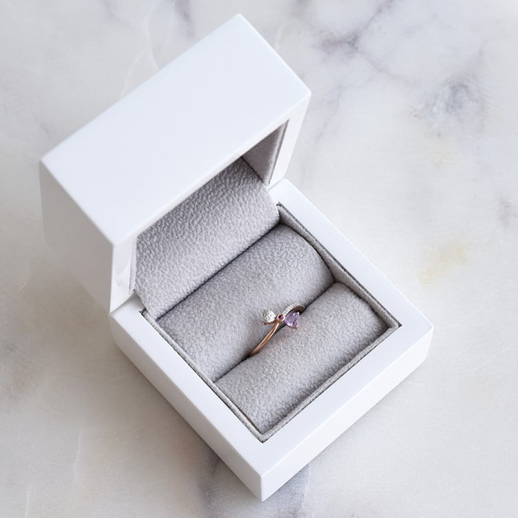 Zlatý prsten s ametystem, safírem a diamanty 86740