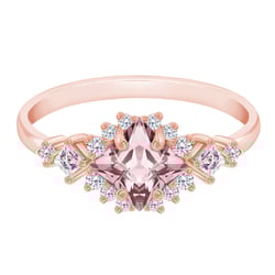 Zlatý prsten s princess morganitem a moissanity Medrie