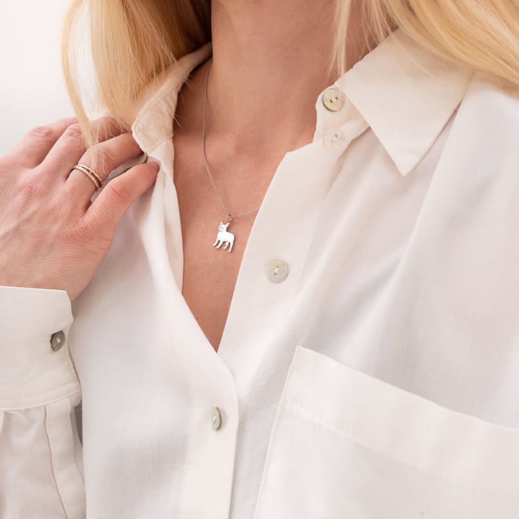 Stříbrný přívěsek ve tvaru psa s gravírem French Bulldog 98637