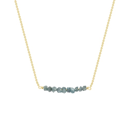 Zlatý choker s nebroušenými modrými diamanty Inaku