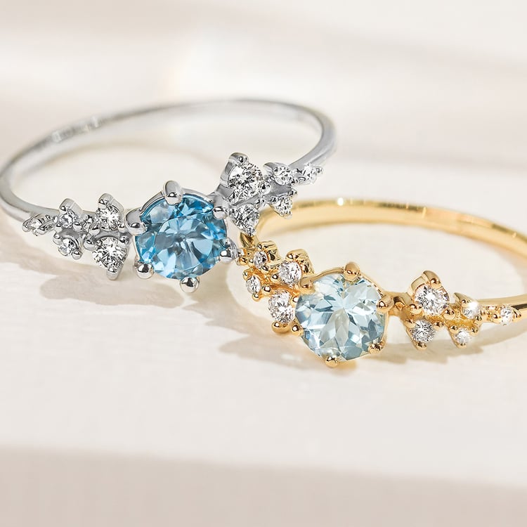 Zásnubní prsten s akvamarínem a lab-grown diamanty Olha 156691