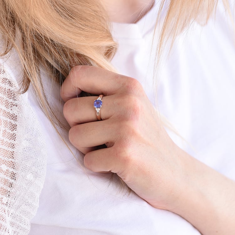 Zlatý prsten s diamanty a tanzanitem 62039