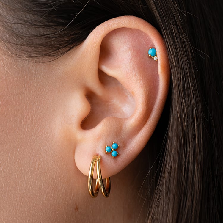 Pozlacený set náušnic s tyrkysy 128383