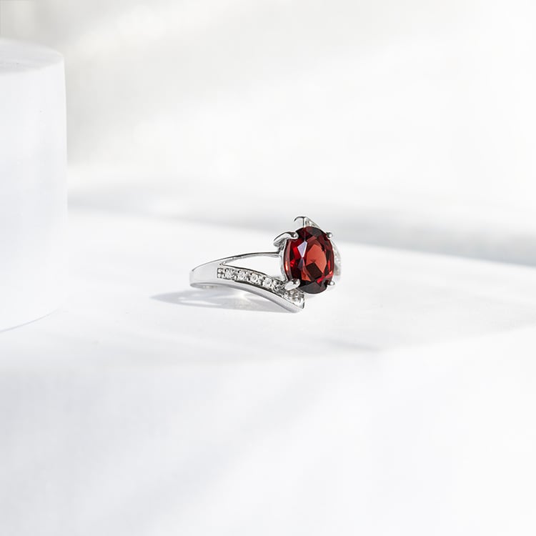 Zlatý diamantový prsten s granátem Keaton 144195