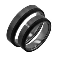 Tantalové snubní prsteny s karbonem a diamanty Brett