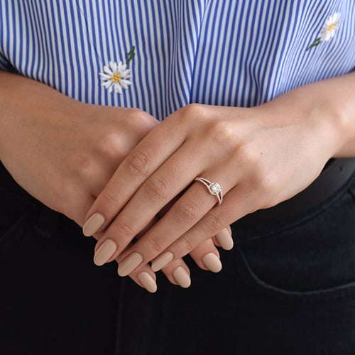 Halo zásnubní prsten s lab-grown diamanty Mevlie