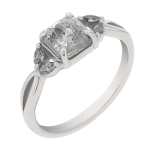 Zlatý prsten se salt and pepper diamantem a marquise diamanty Sila