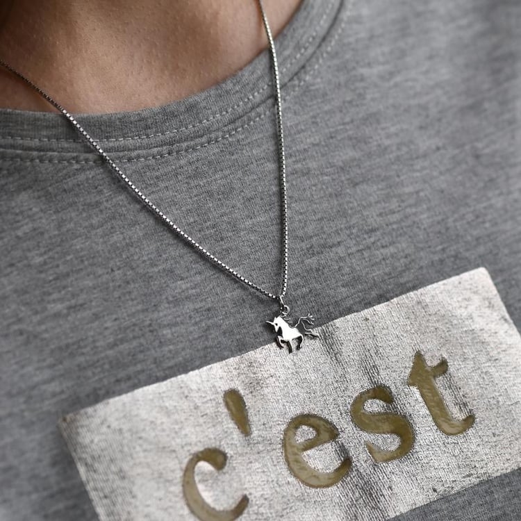 Stříbrný náhrdelník s přívěskem jednorožce 39654