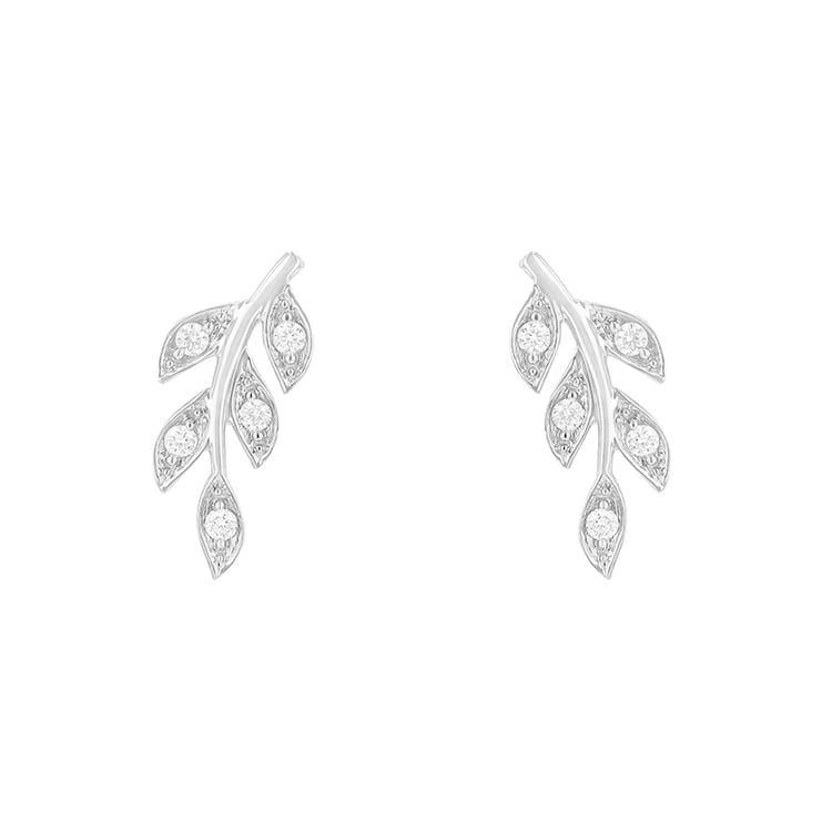 Stříbrné náušnice ve tvaru lístků s lab-grown diamanty Jooa 104123