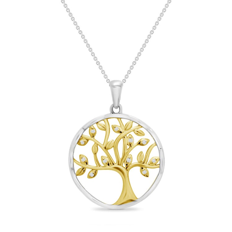 Stříbrný strom života s lab-grown diamanty Eudora 104227