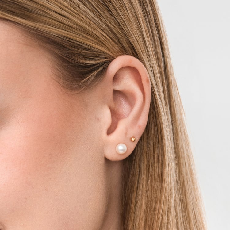 Perlové napichovací náušnice z 14k žlutého zlata Abira 165678