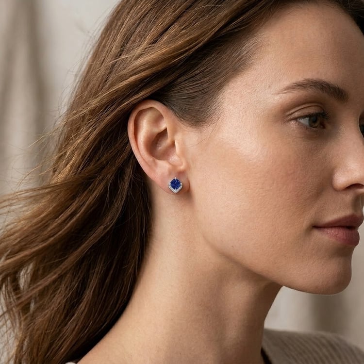 Stříbrné safírové náušnice 166381