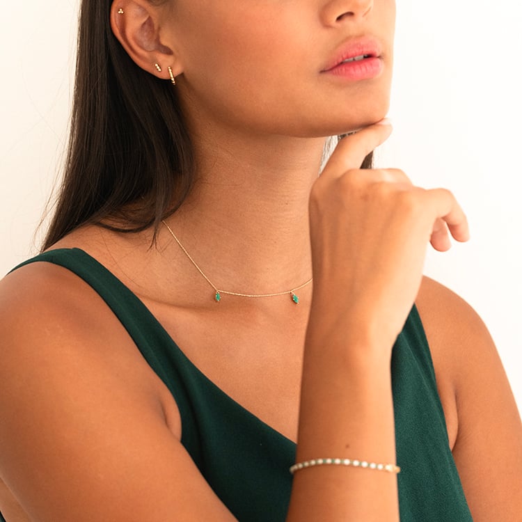 Tenisový náramek se smaragdy a diamanty Kendrick 143871