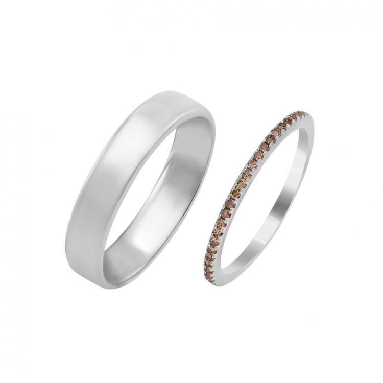 Snubní prsten eternity s champagne diamanty a komfortní 30714