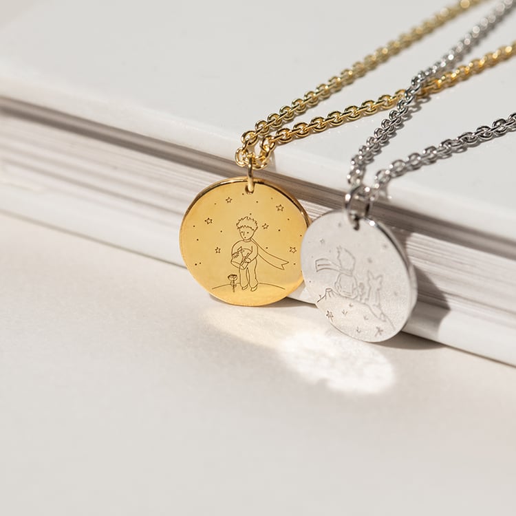 Stříbrný přívěsek Malý princ s růží a gravírem 138141