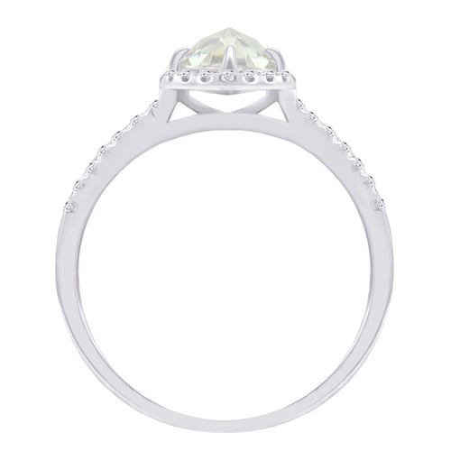 Zásnubní prsten s centrálním pear moissanitem a postranními lab-grown diamanty Ladfer