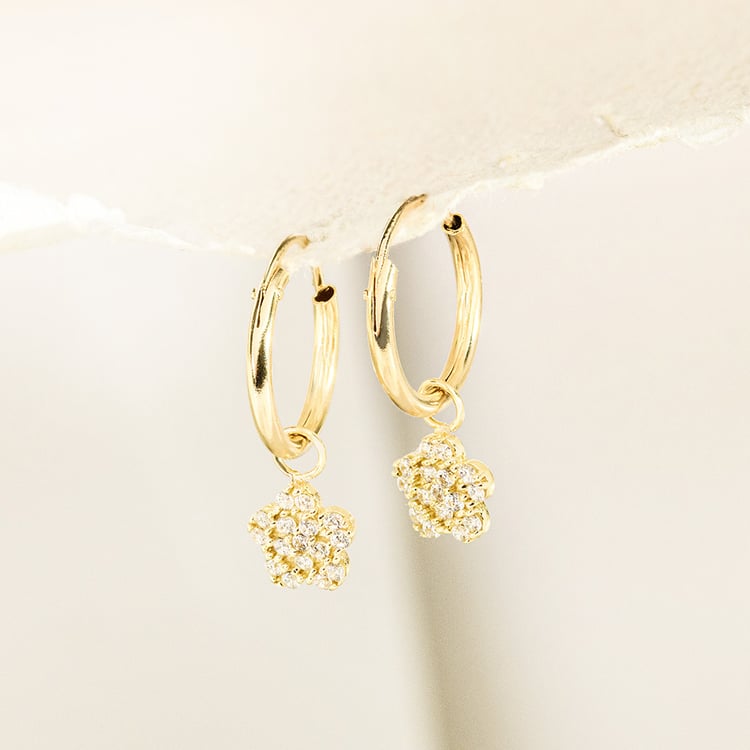 Zlaté dětské náušnice ve tvaru květiny Dahlia 164363