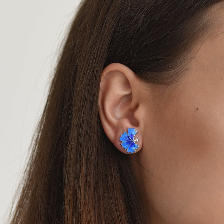 Stříbrné náušnice s květinami 64097