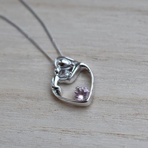 Přívěsek matka a dítě s morganitem a diamantem Ella