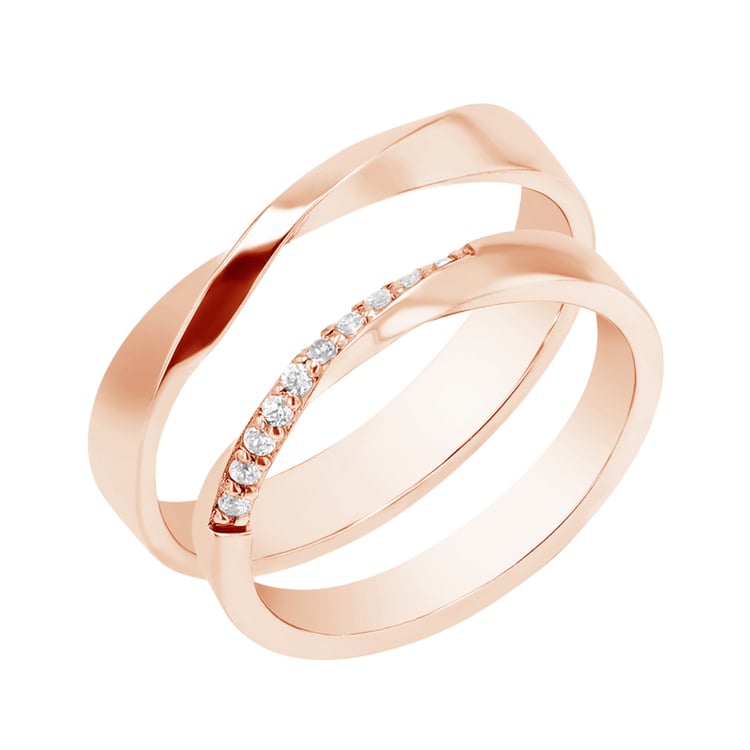 Zlaté propletené snubní prsteny s diamanty Brielle 98805