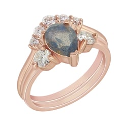 Set prstenů ze zlata s labradoritem a moissanity Bechet