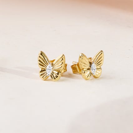 Zlaté náušnice ve tvaru motýla s lab-grown diamanty Anna