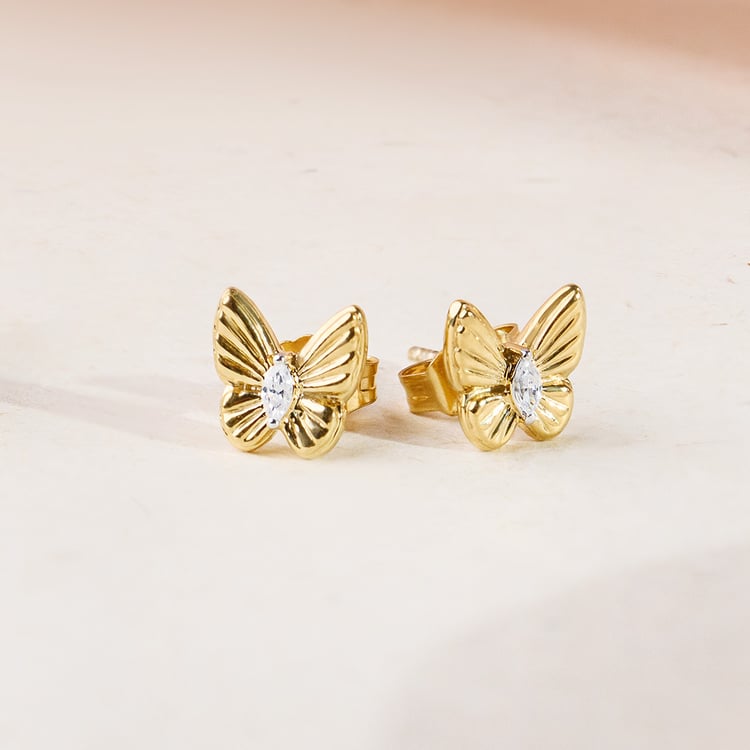 Zlaté náušnice ve tvaru motýla s lab-grown diamanty Anna 163634