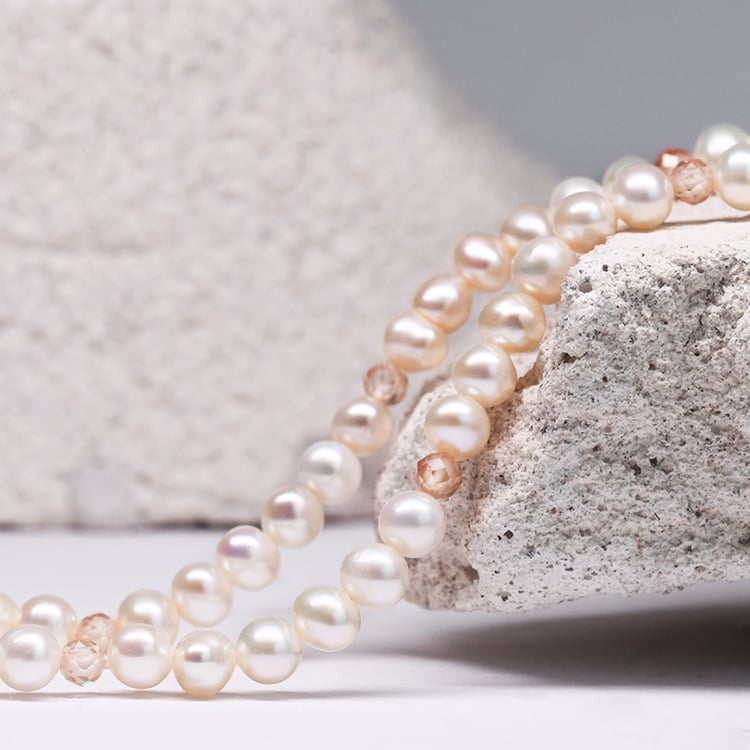 Stříbrný perlový náhrdelník se zirkony Julieta 116045