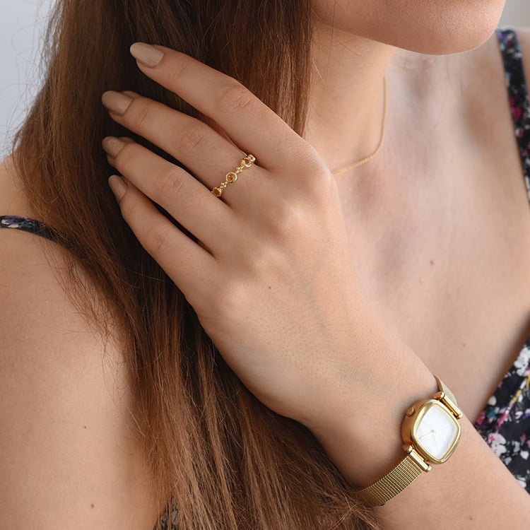 Eternity stříbrný pozlacený prsten s citríny 69278