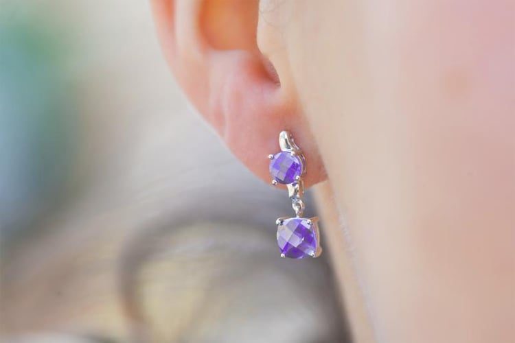 Ametystové stříbrné náušnice 4615