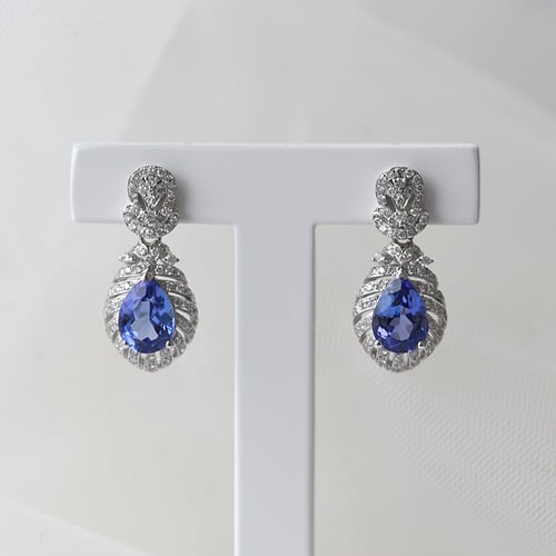 Zlaté náušnice s tanzanity a diamanty Fujita