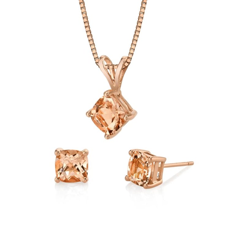 Zlatá kolekce šperků s cushion morganity Tease