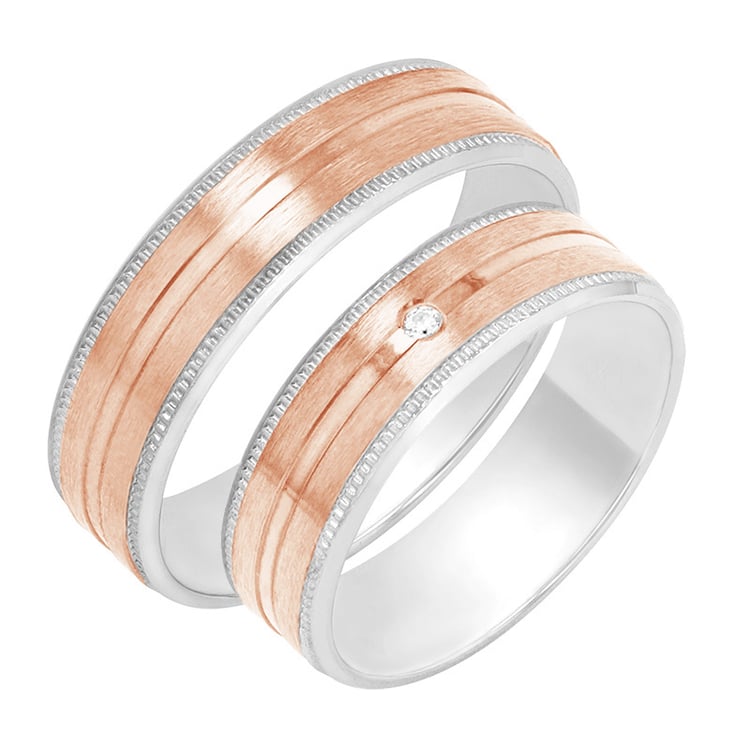 Jemné zlaté snubní prsteny s diamantem