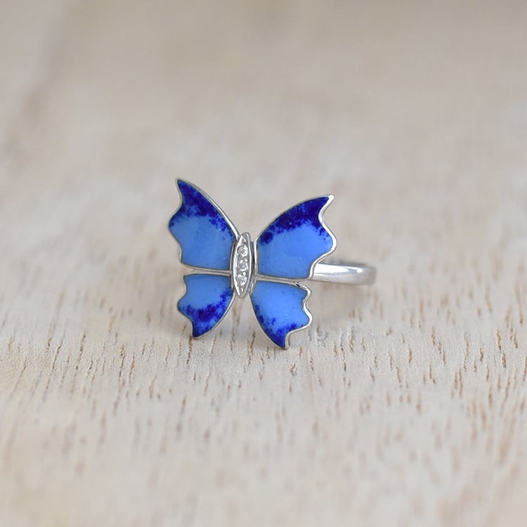 Stříbrný prsten s motýlem 64095