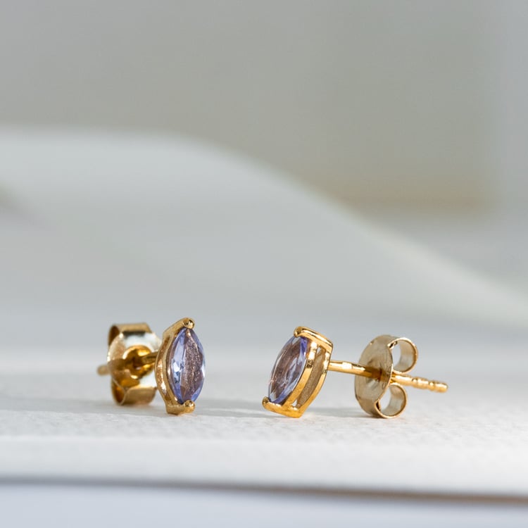 Minimalistické stříbrné náušnice s tanzanity Andine 118768