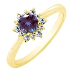 Zásnubní halo prsten s alexandritem a diamanty Condeh