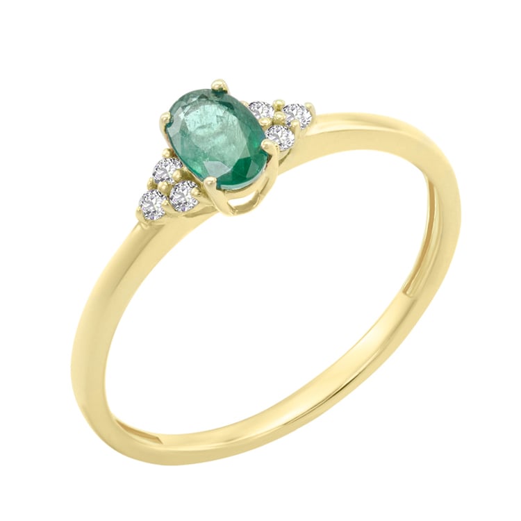 Zásnubní prsten se smaragdem a diamanty Sheldo 129140