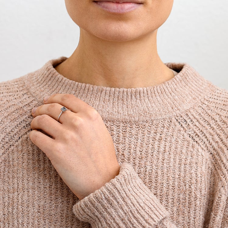 Zlatý prsten s princess salt and pepper diamantem Samiya 133255