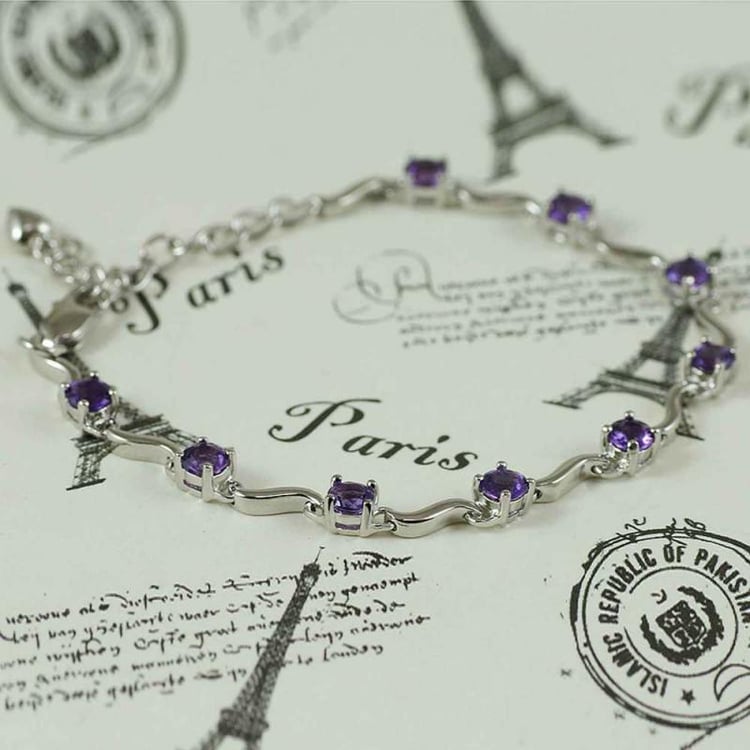 Ametystový náramek ze stříbra 16380