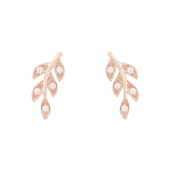 Stříbrné náušnice ve tvaru lístků s lab-grown diamanty Jooa