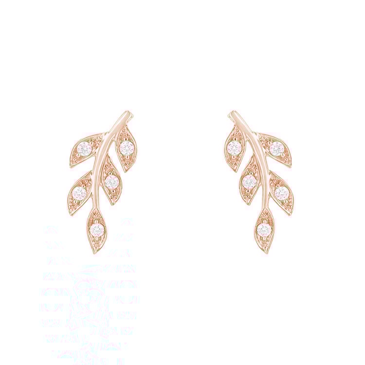 Stříbrné náušnice ve tvaru lístků s lab-grown diamanty Jooa