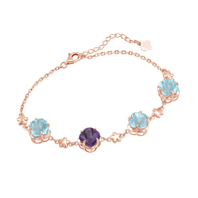 Zlatý náramek s topazy a ametystem Heady 18789