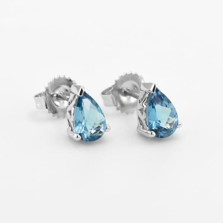 Stříbrné náušnice s modrými topasy 2186