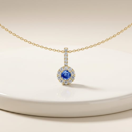 Stříbrný elegantní přívěsek s modrým safírem a lab-grown diamanty Harvey