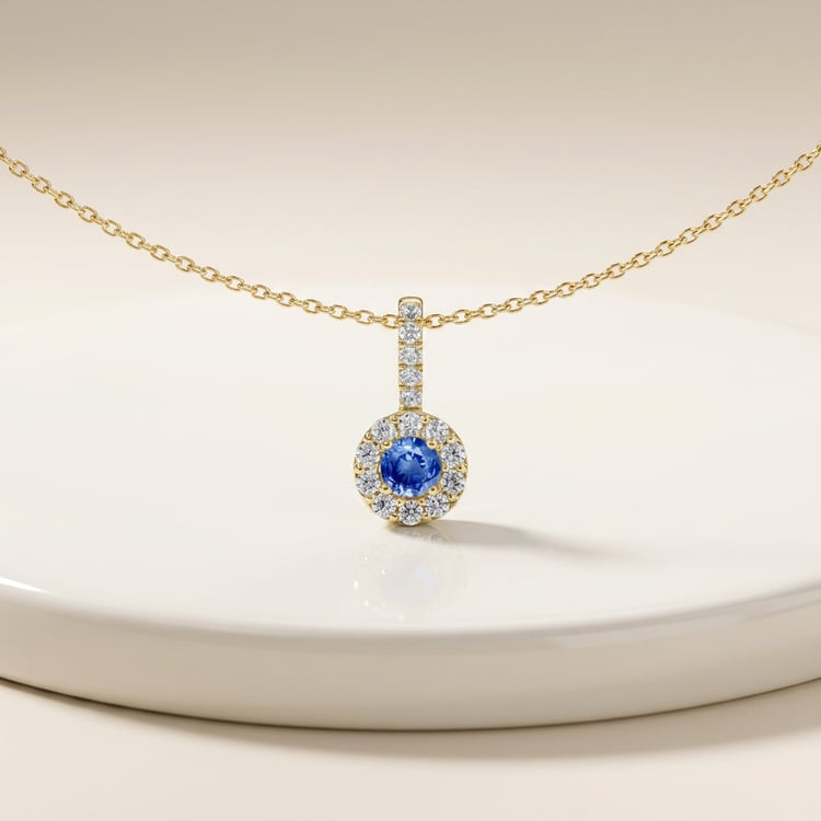 Elegantní přívěsek s modrým safírem a lab-grown diamanty Harvey 171095